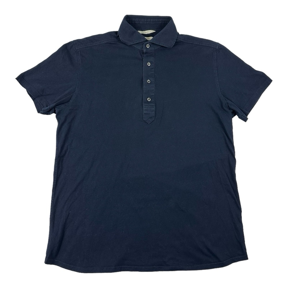 Suit Supply Blue Pure Cotton Cutaway Collar S/S Mens Polo Shirt Size 15.5 Slim - Picture 2 of 6